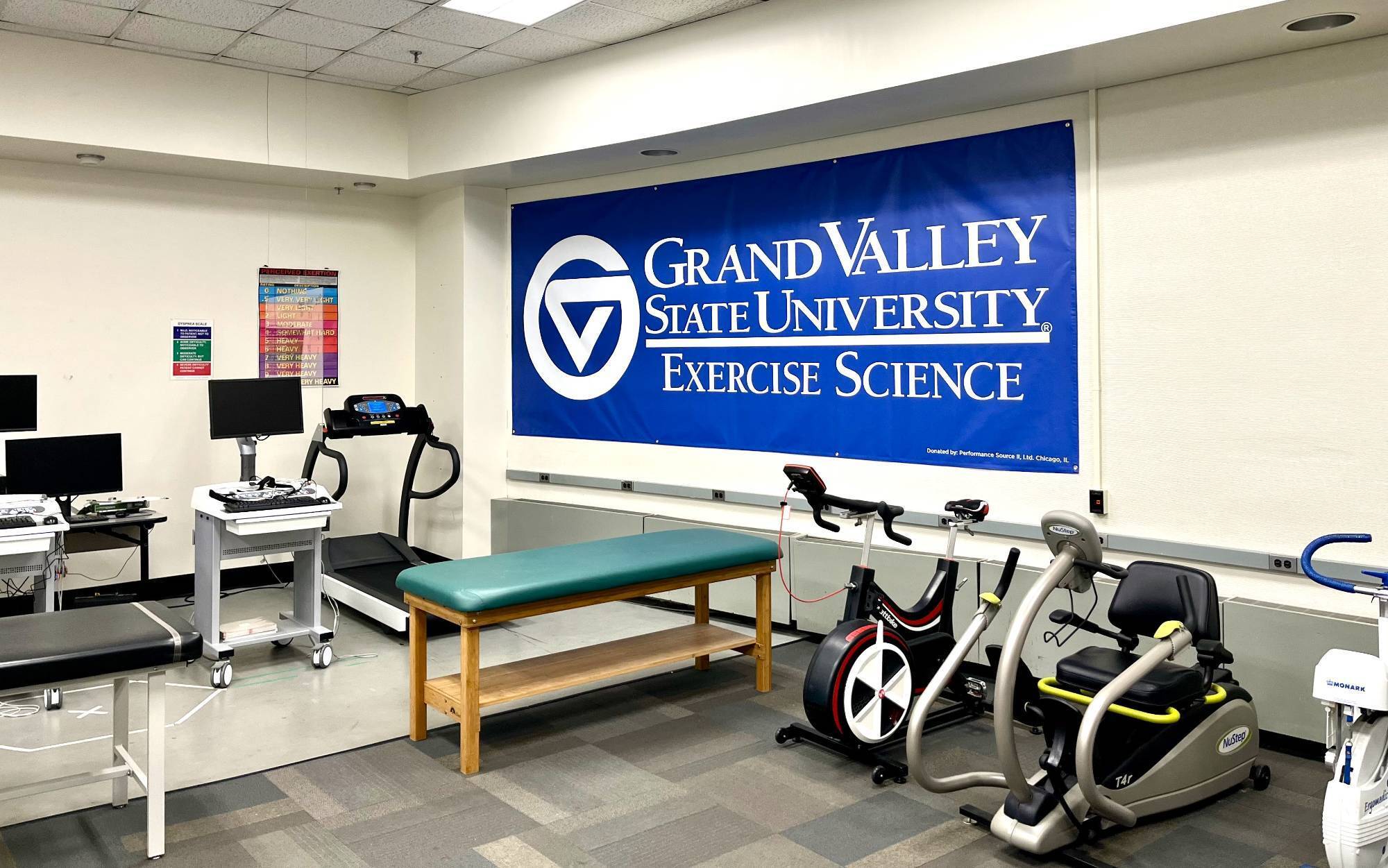 Main exercise science lab space with banner highlighting our program